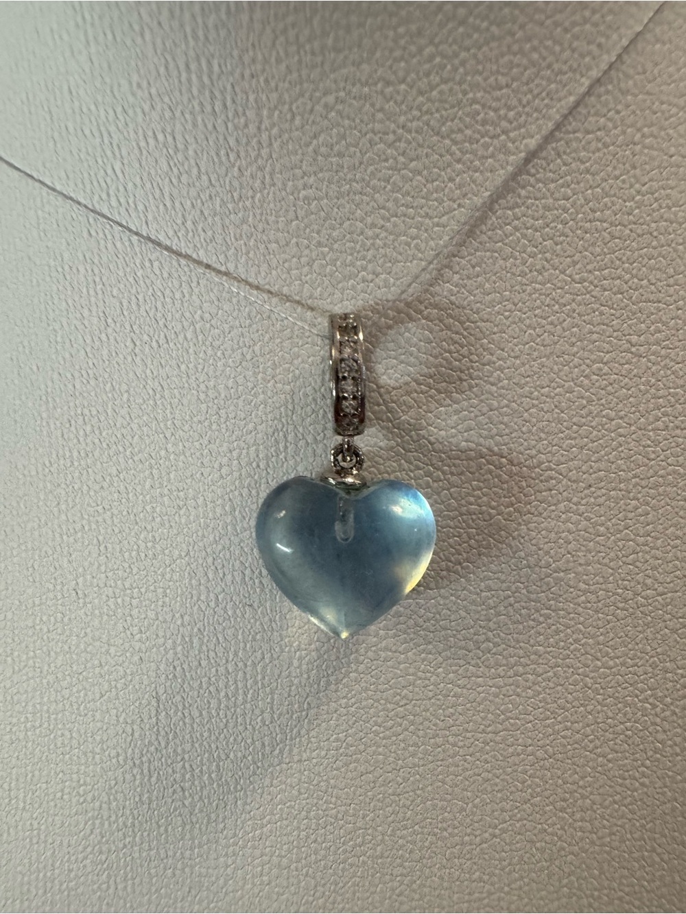 Aquamarine heart pendant puff 3d heart blue s925 open clasp bail blue silver - Picture 4 of 5